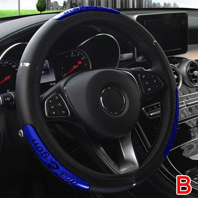 Reflective Dragon Leather Car Steering Wheel Cover with Inner Elastic Band, Universal